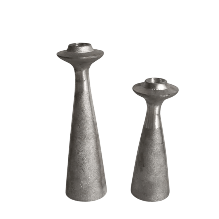 ALUMINIUM TAPER CANDLE HOLDER SET OF 2
